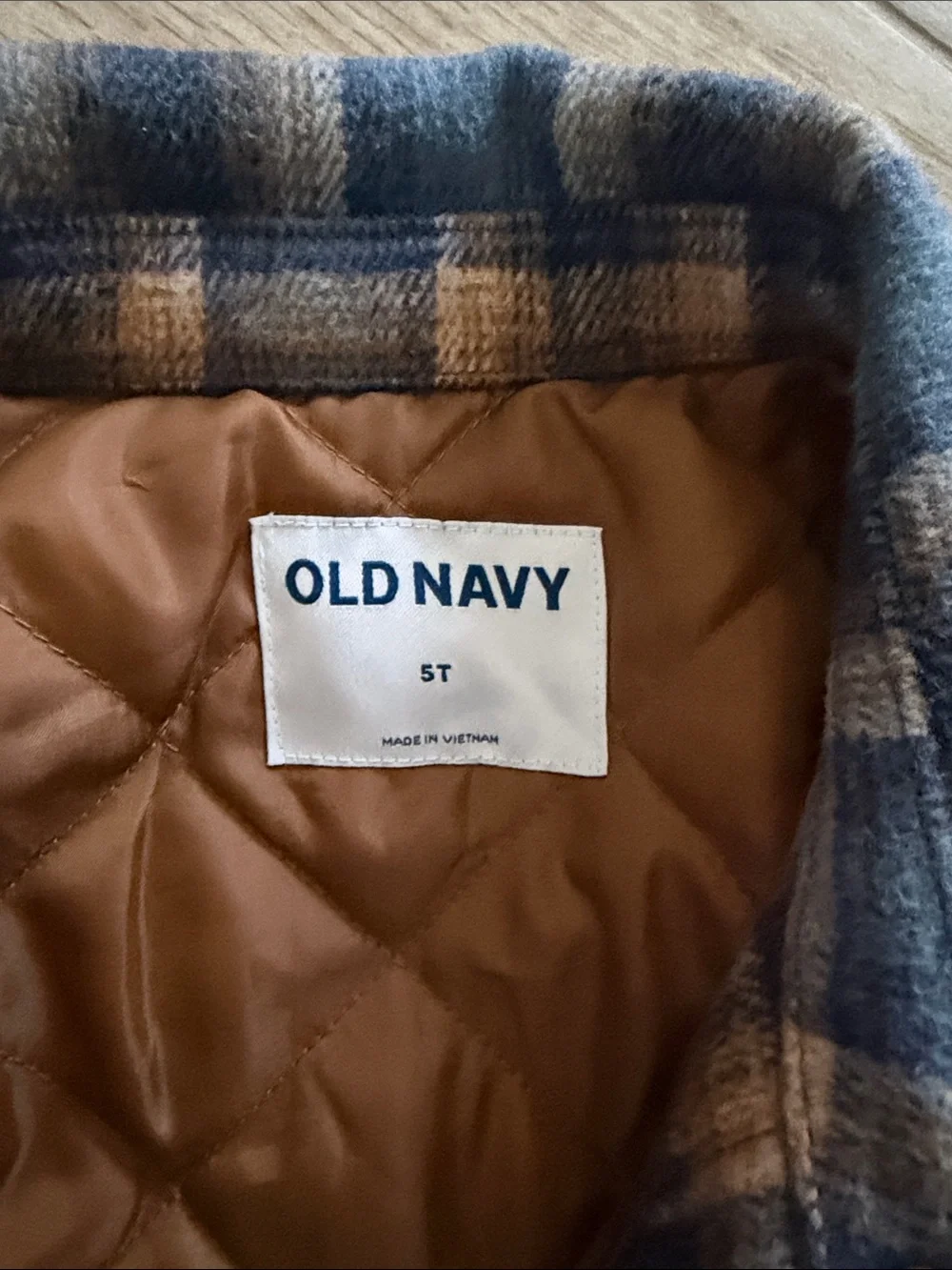 Old Navy Blue and Brown Plaid Kids Jacket